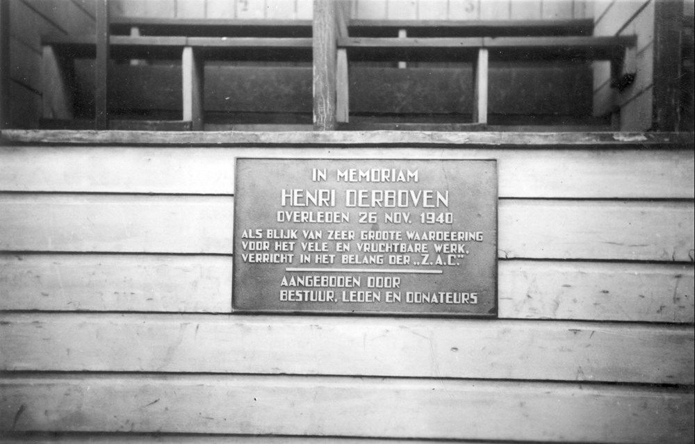 1941 Verenigingsleven Gedenkplaat H. Derboven