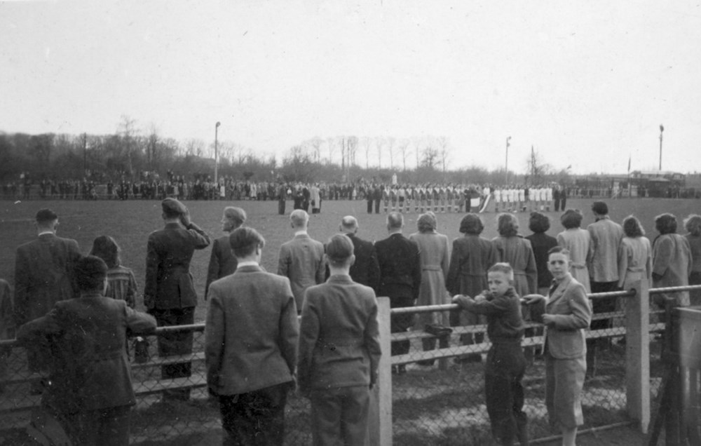 1948 Handbal Internationale wedstrijd op Z.A.C. terrein