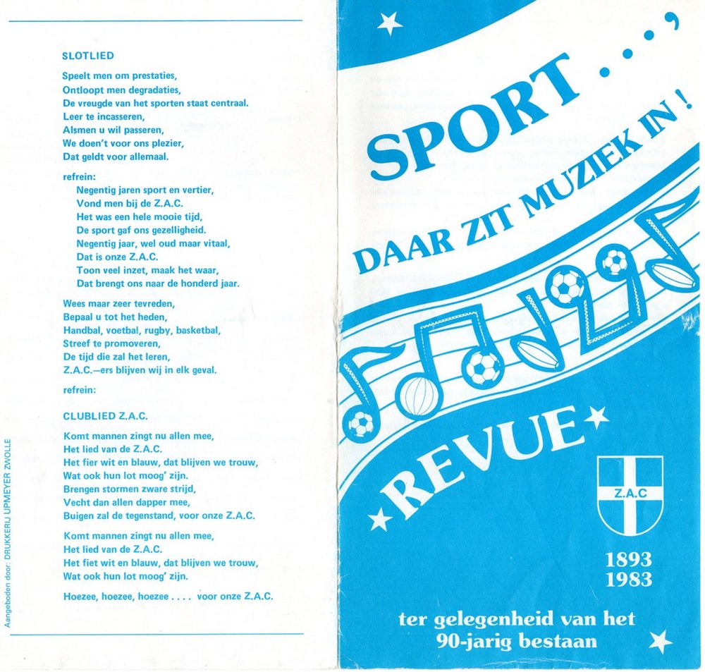 1983 Programmaboekje revue 'Sport daar zit muziek in'