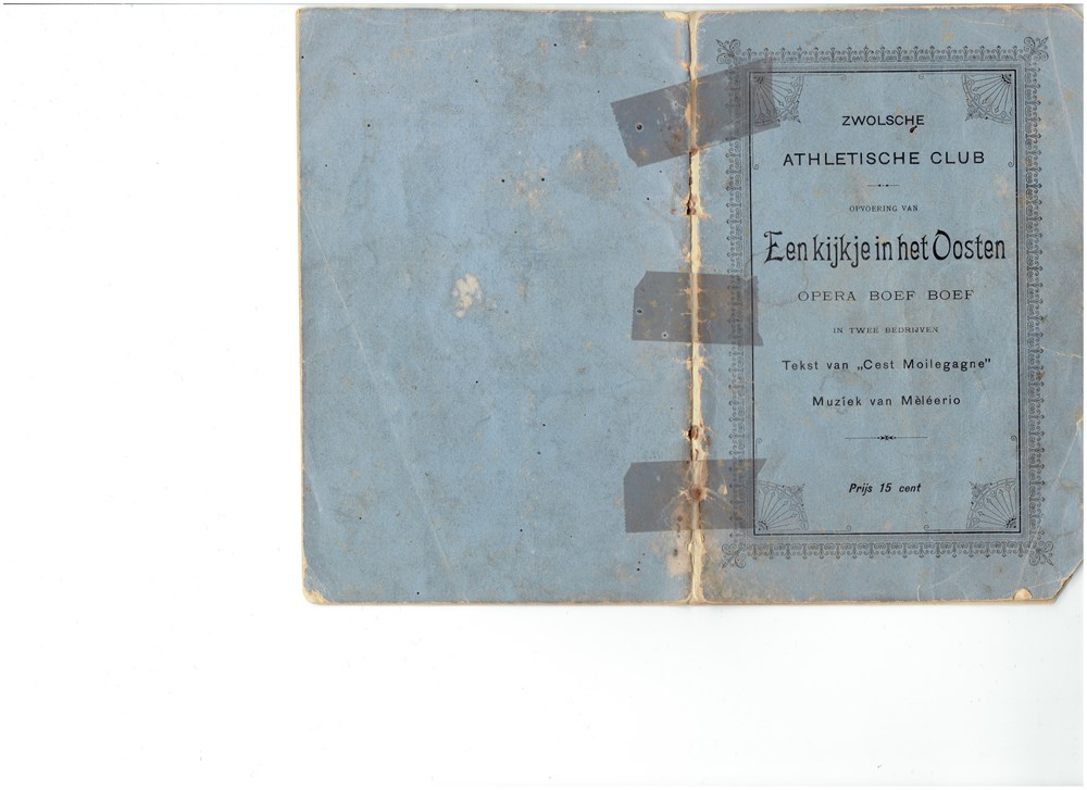 1895 Programmaboekje van de opera 'Een kijkje in het Oosten Opera Boef Boef'