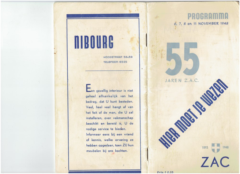 1948  Programmaboekje van de revue 'Hier moet je wezen'.1953 Suikerzakje