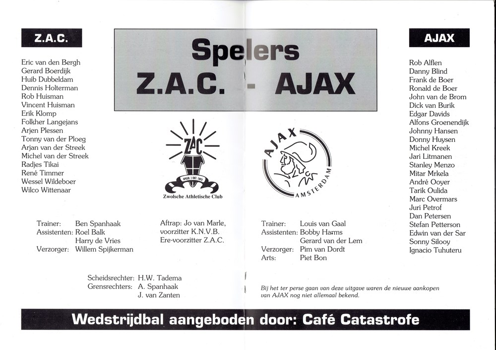 1993 Voetbal Jubileumwedstrijd Z.A.C. 1 tegen Ajax 1
