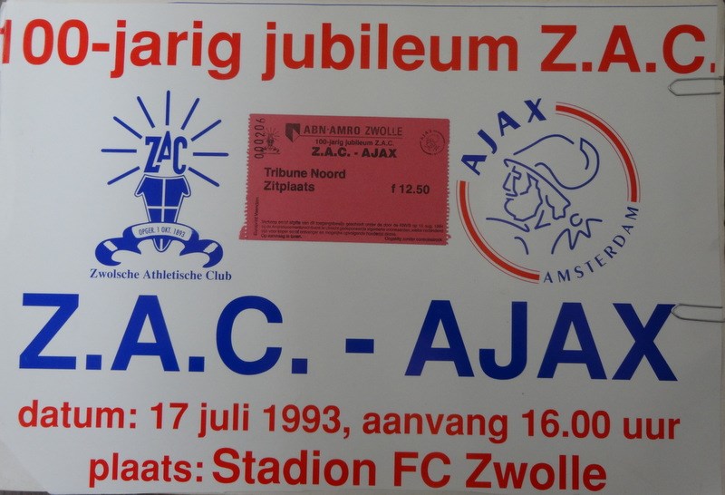 1993 Aanplakbiljet voor de wedstrijd ZAC - Ajax